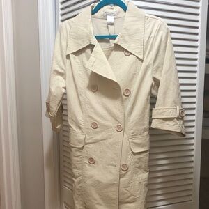 Women's Cream Double-Breasted Trench Coat